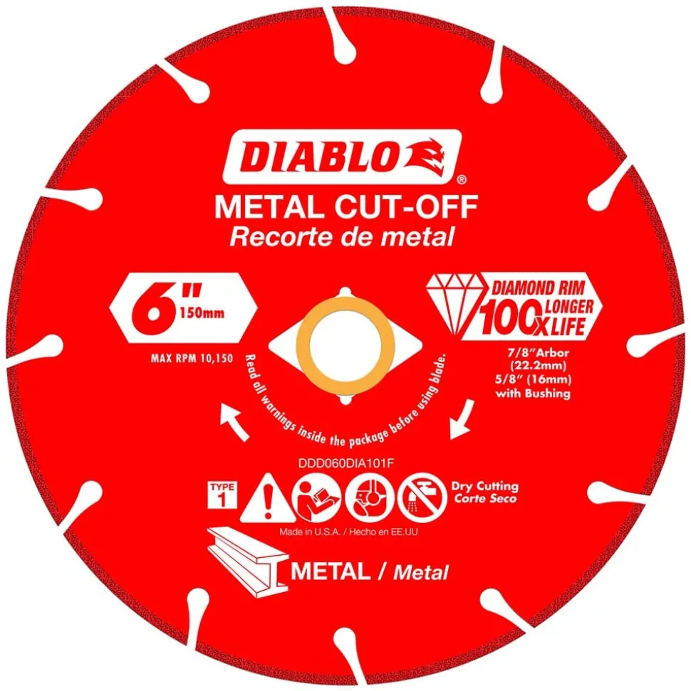 Wet & Dry Cut Saw Blade: 6" Dia, 5/8 & 7/8" Arbor Hole