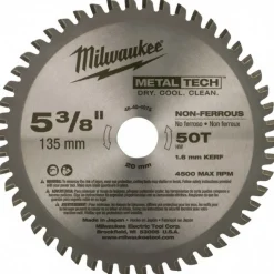 Wet & Dry Cut Saw Blade: 5-3/8" Dia, 0.7874" Arbor Hole, 0.062" Kerf Width, 50 Teeth