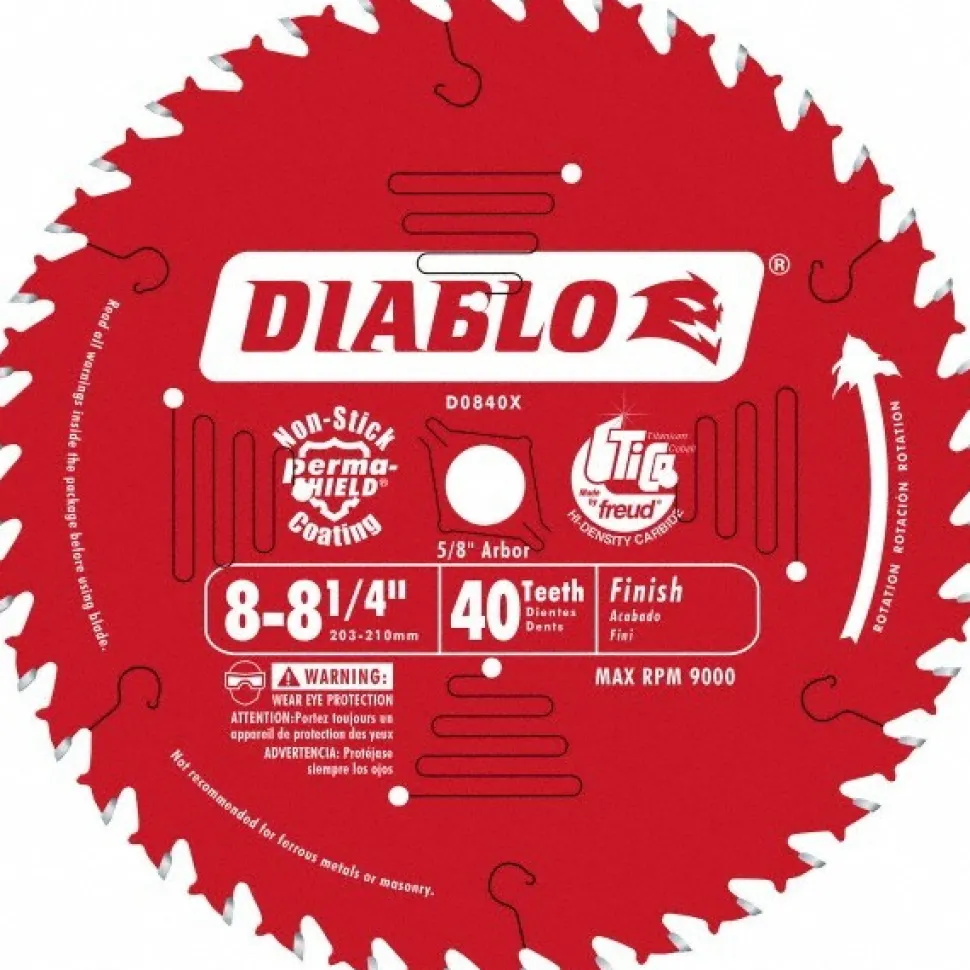 Wet & Dry Cut Saw Blade: 8-1/4" Dia, 5/8" Arbor Hole, 0.094" Kerf Width, 40 Teeth