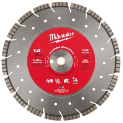 Wet & Dry Cut Saw Blade: 14" Dia, 1" Arbor Hole, 1/8" Kerf Width