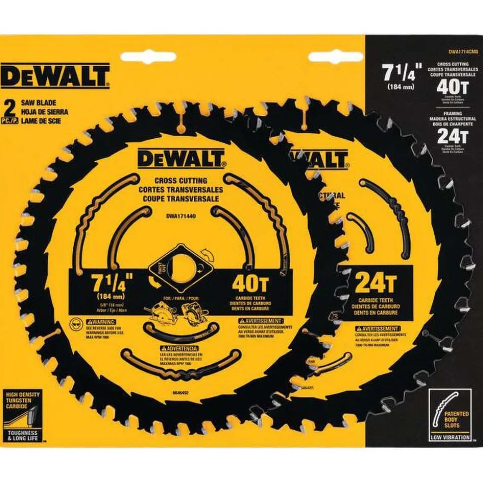 Wet & Dry Cut Saw Blade: 7-1/4" Dia, 5/8" Arbor Hole, 24 & 40 Teeth