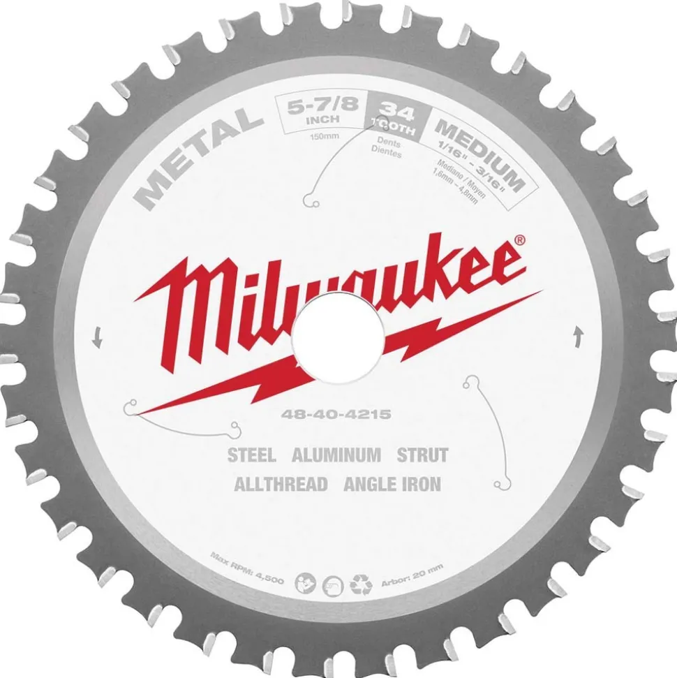 Wet & Dry Cut Saw Blade: 5-7/8" Dia, 20" Arbor Hole, 0.063" Kerf Width, 34 Teeth