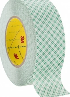 White Double-Sided Polyethylene Film Tape: 2" Wide, 36 yd Long, 9 mil Thick, Rubber Adhesive