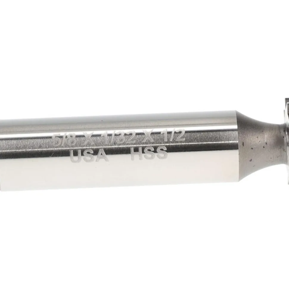 Woodruff Keyseat Cutter: 5/8" Cut Dia, 1/32" Cut Width, 1/2" Shank Dia, Straight Tooth
