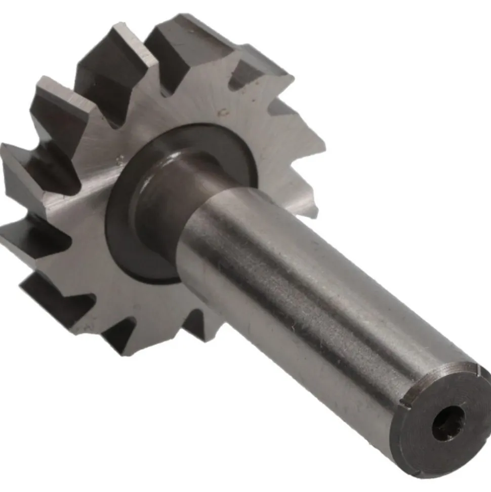 Woodruff Keyseat Cutter: 1-3/8" Cut Dia, 3/8" Cut Width, 1/2" Shank Dia, Staggered Tooth