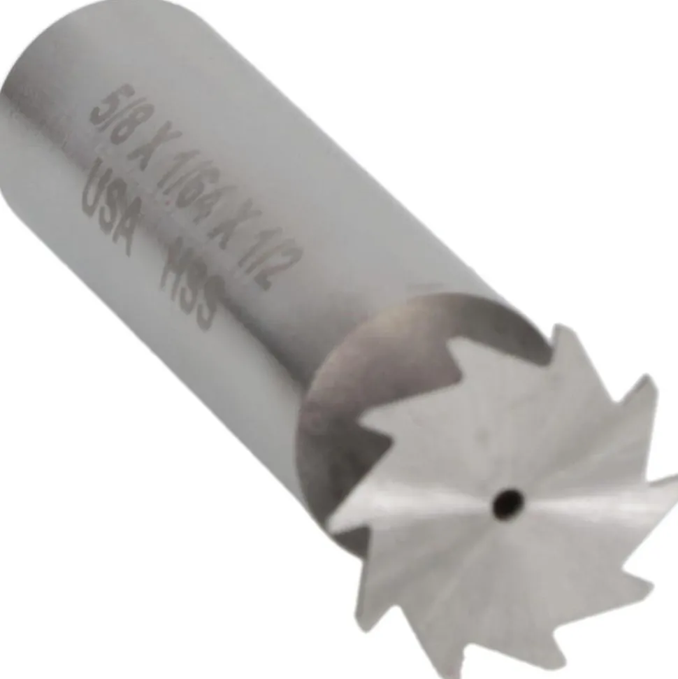 Woodruff Keyseat Cutter: 5/8" Cut Dia, 1/64" Cut Width, 1/2" Shank Dia, Straight Tooth