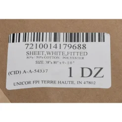 38"X80"WHT CO/PL 12/PK TWIN FITTED BED SHEET