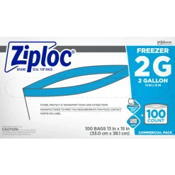 Ziploc Freezer Bags, 2 Gallon, 100/box