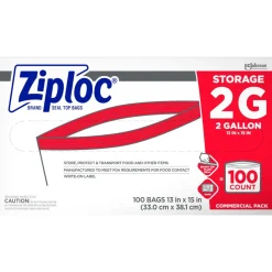 Ziploc Storage Bags, 2 Gallon, 100/box